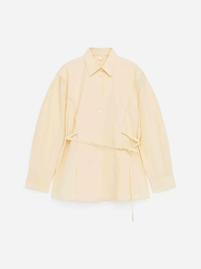 Baumwollbluse mit Bindegürtel Baumwollbluse mit Bindegürtel