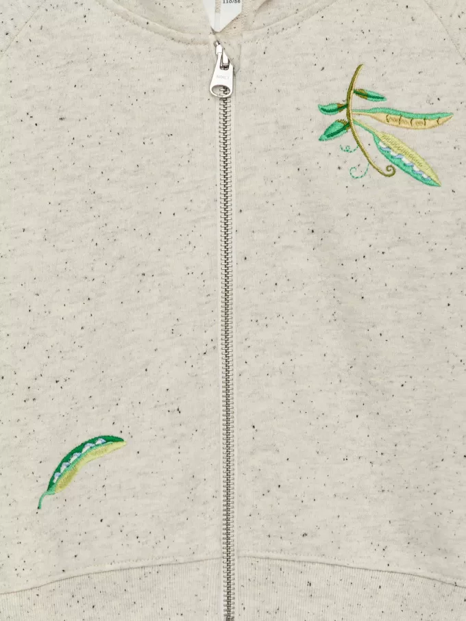 Bestickter Kapuzenpullover mit Reißverschluss
