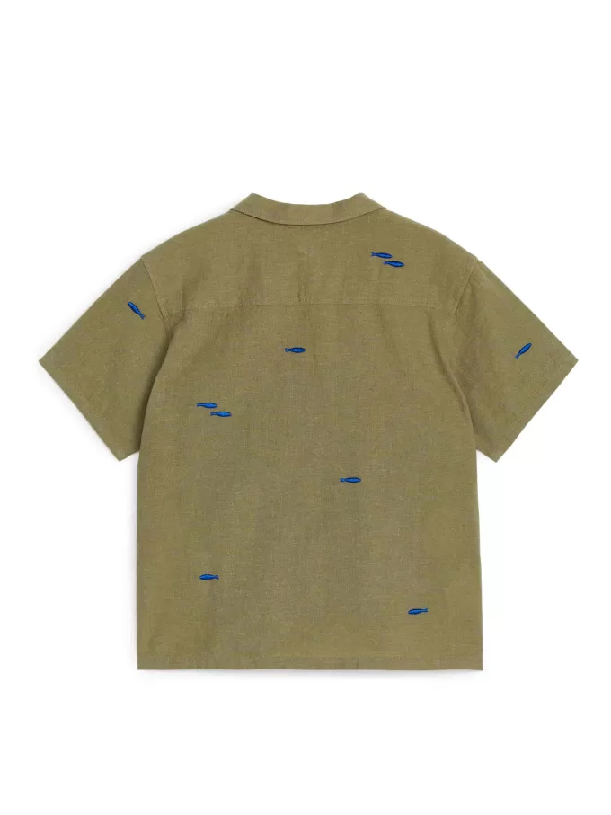 Besticktes Hemd aus Leinen-Baumwolle Besticktes Hemd aus Leinen-Baumwolle