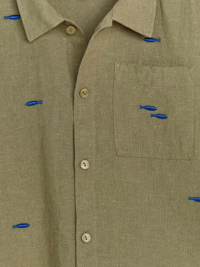 Besticktes Hemd aus Leinen-Baumwolle Besticktes Hemd aus Leinen-Baumwolle