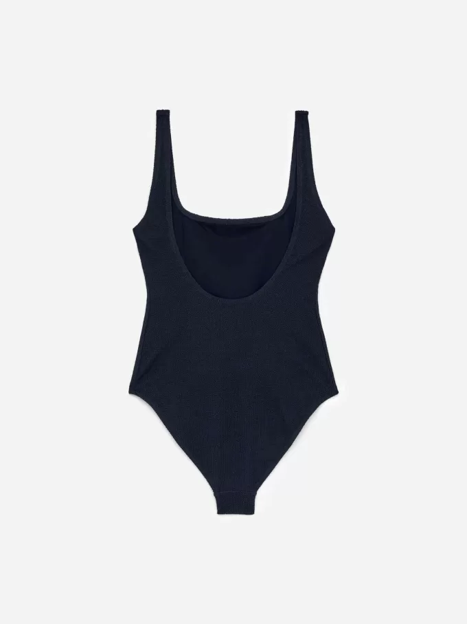 Crinkle-Badeanzug mit quadratischem Ausschnitt