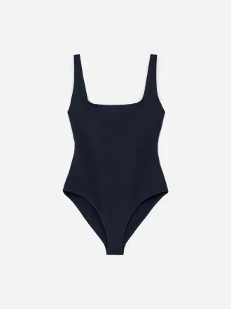 Crinkle-Badeanzug mit quadratischem Ausschnitt