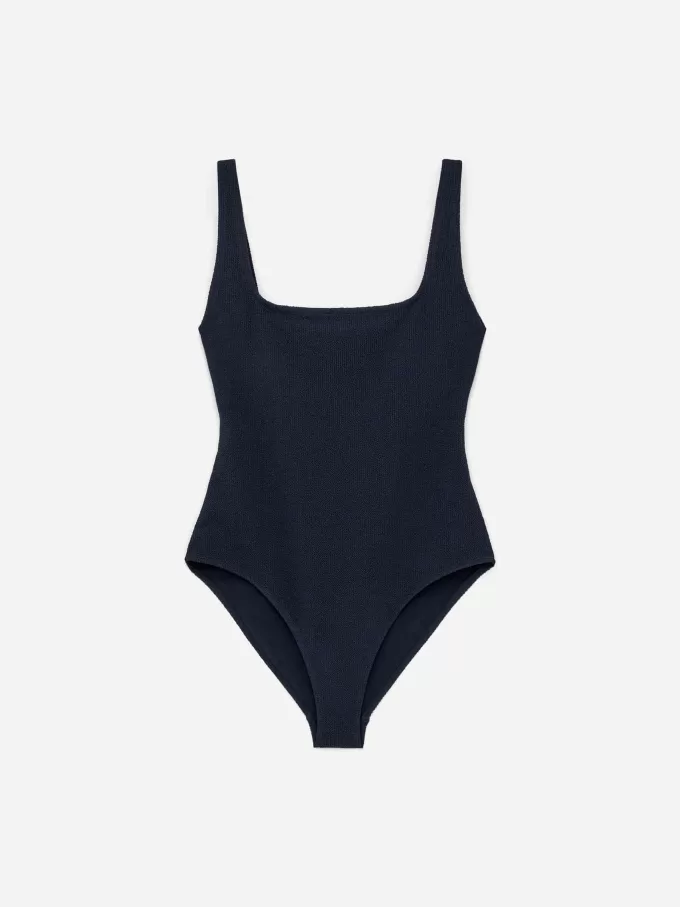 Crinkle-Badeanzug mit quadratischem Ausschnitt