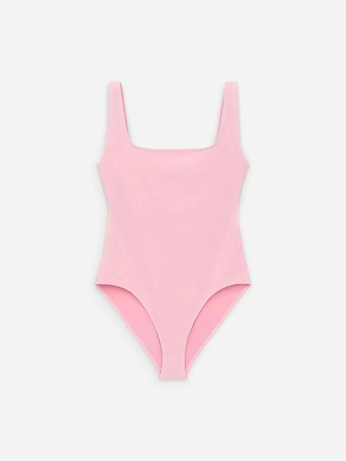 Crinkle-Badeanzug mit quadratischem Ausschnitt