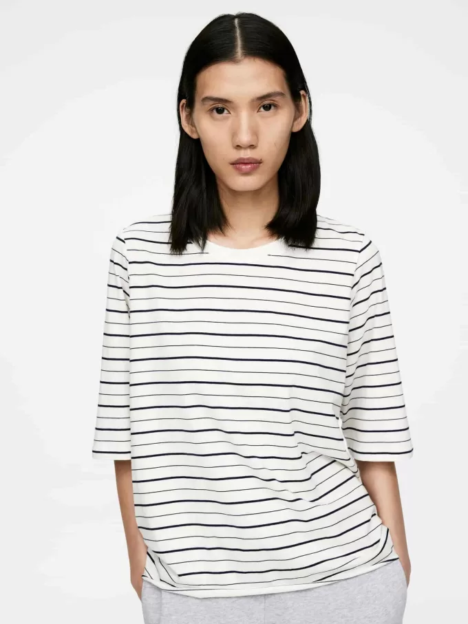 Drapiertes Baumwoll-T-Shirt