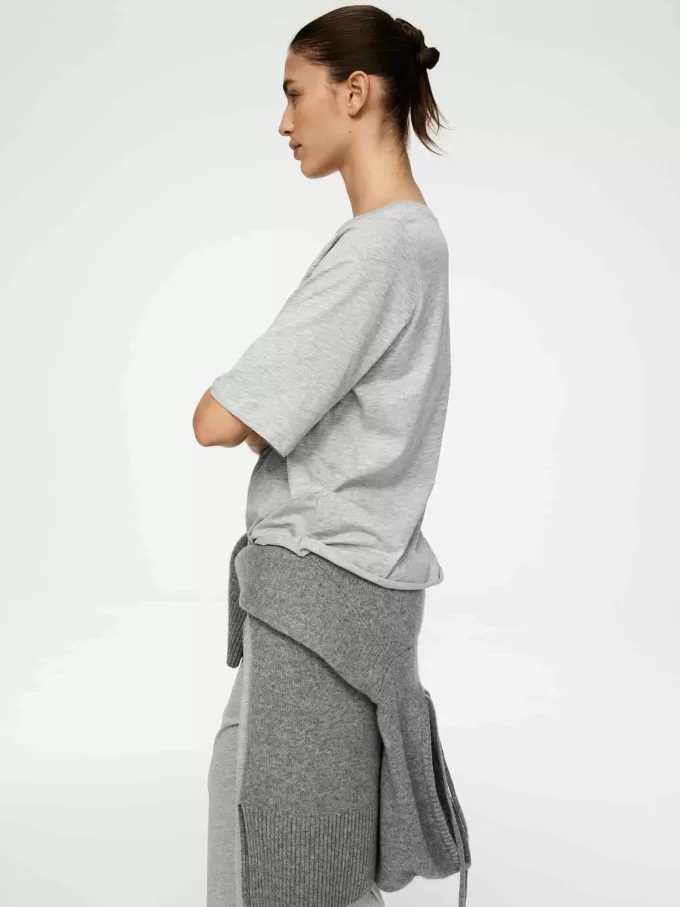 Drapiertes Baumwoll-T-Shirt