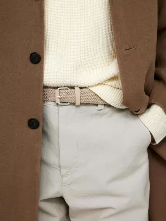 Geflochtener Gürtel mit Lederbesatz