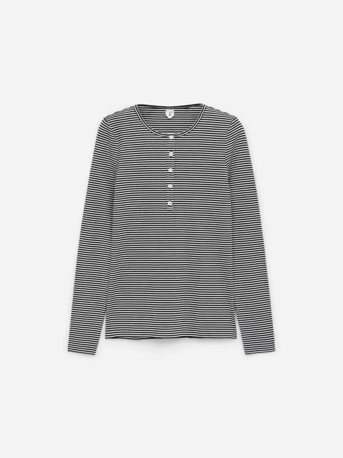 Geripptes Henley-Top Geripptes Henley-Top