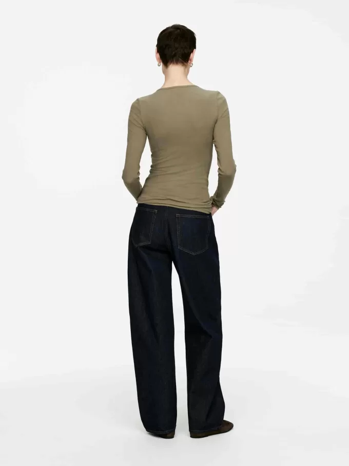 Geripptes Henley-Top Geripptes Henley-Top