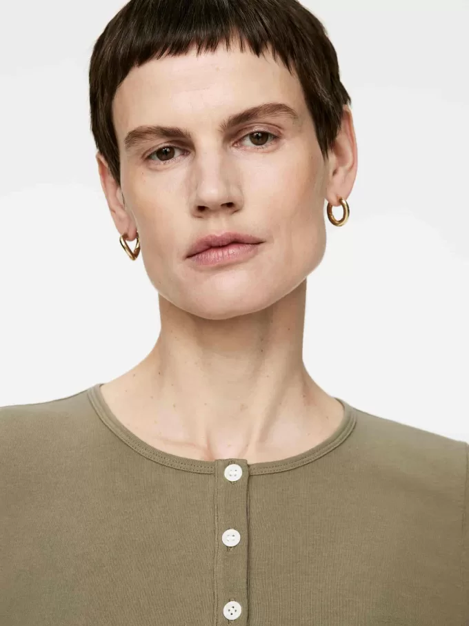 Geripptes Henley-Top Geripptes Henley-Top