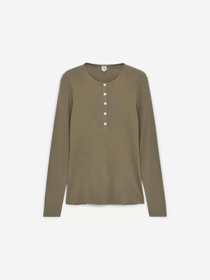 Geripptes Henley-Top Geripptes Henley-Top