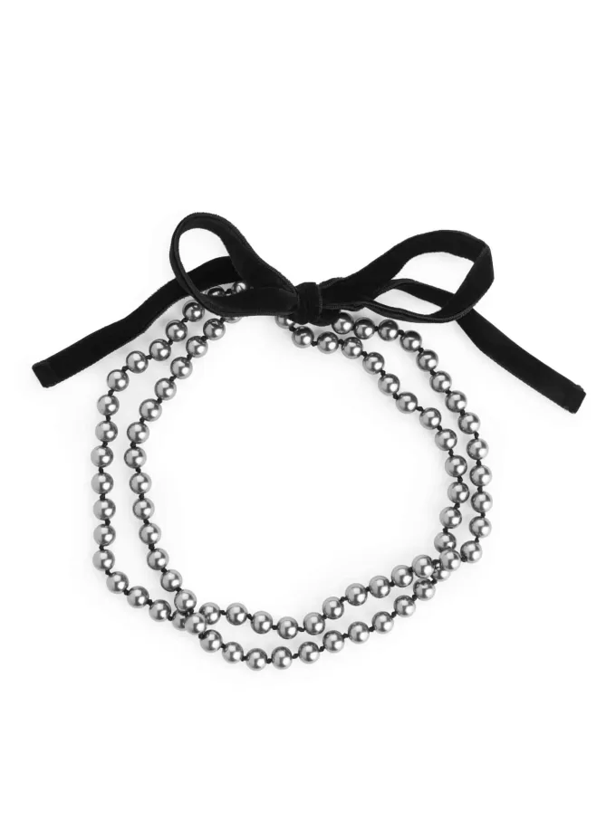 Glasperlen-Samt-Halskette Glasperlen-Samt-Halskette