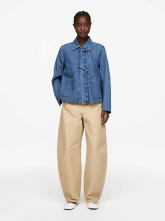 Jeans-Overshirt mit Bindeband