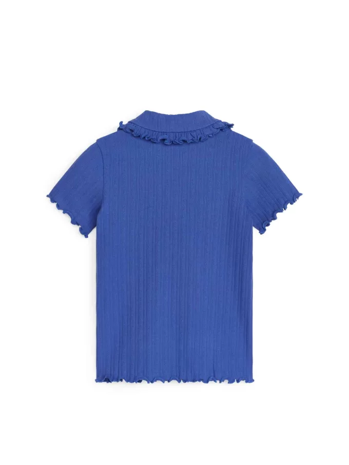 Oberteil aus geripptem Jersey mit Rüschenkragen Oberteil aus geripptem Jersey mit Rüschenkragen