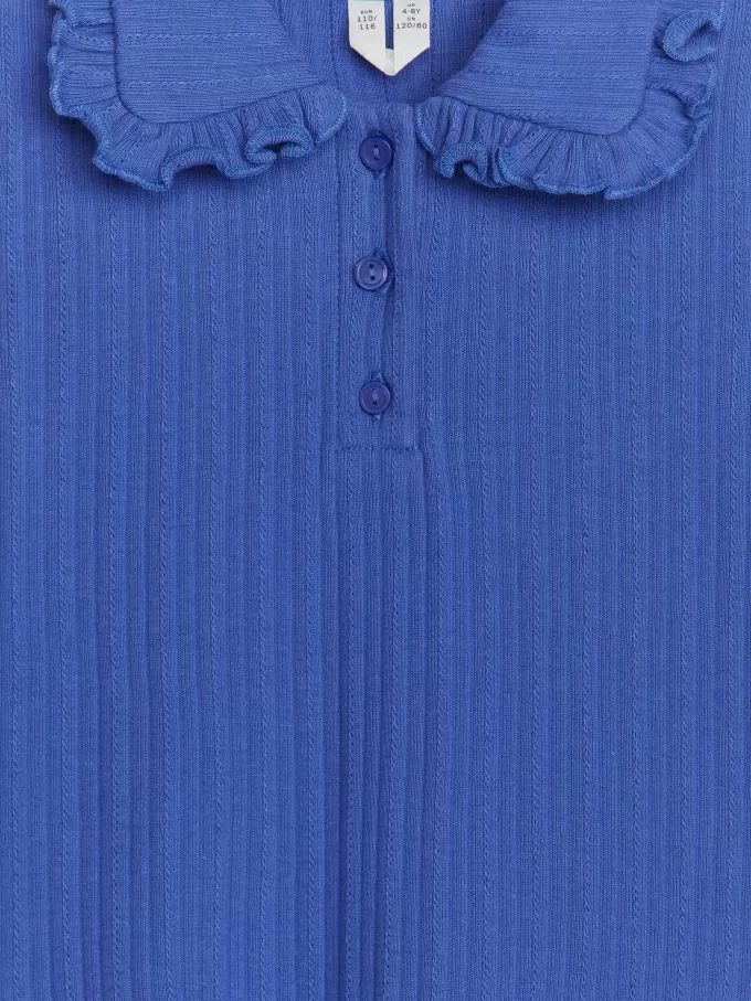 Oberteil aus geripptem Jersey mit Rüschenkragen Oberteil aus geripptem Jersey mit Rüschenkragen