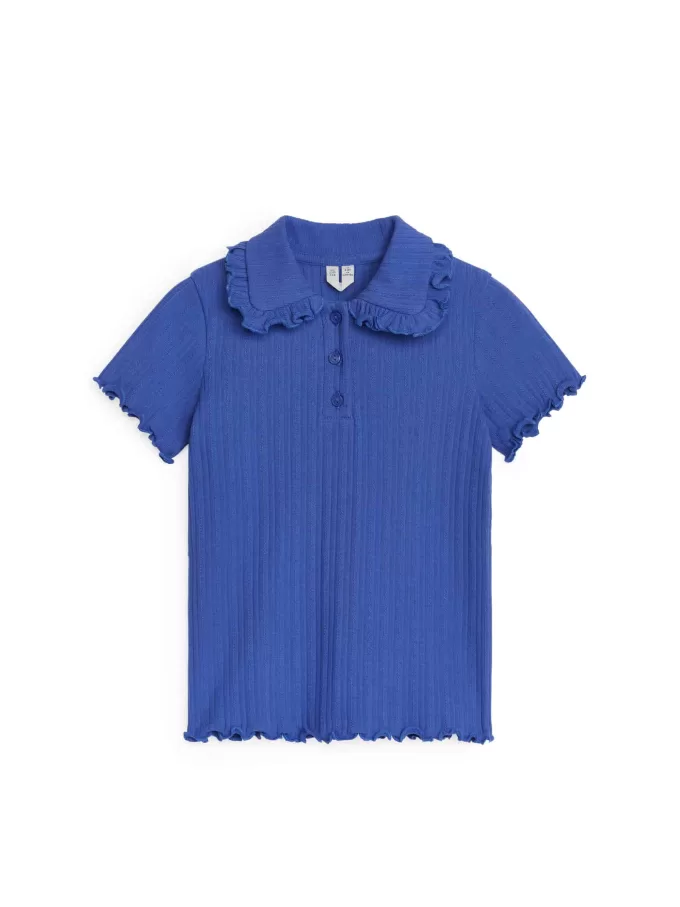 Oberteil aus geripptem Jersey mit Rüschenkragen Oberteil aus geripptem Jersey mit Rüschenkragen