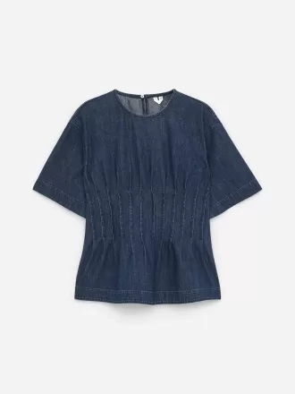 Plissiertes Denim-Top