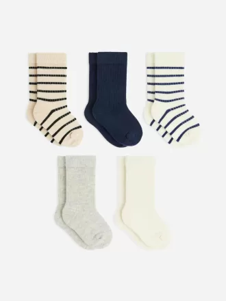 Rippstrick-Babysocken, 5 Paar