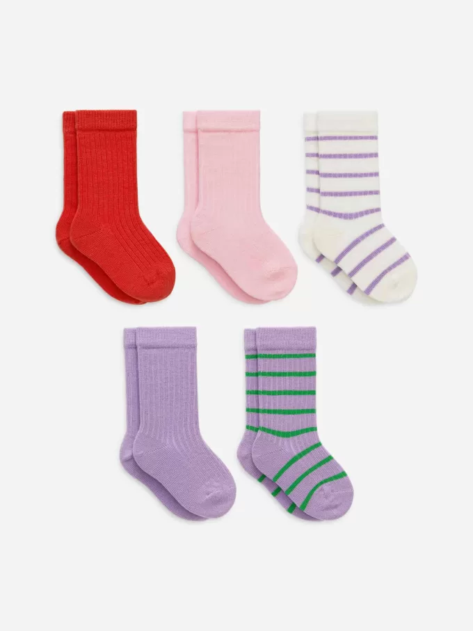 Rippstrick-Babysocken, 5 Paar Rippstrick-Babysocken, 5 Paar