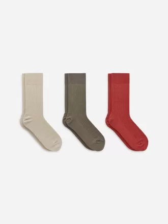 Supima-Baumwollrippsocken-Set mit 3 Paaren