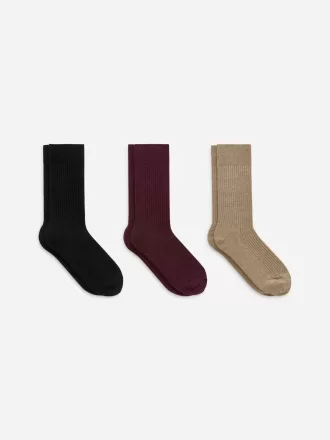 Supima-Baumwollrippsocken-Set mit 3 Paaren