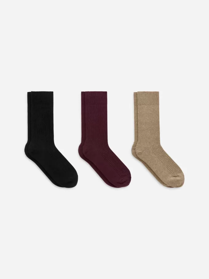 Supima-Baumwollrippsocken-Set mit 3 Paaren