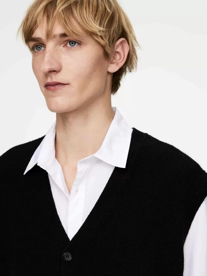 Weste-Cardigan aus Wolle und Baumwolle Weste-Cardigan aus Wolle und Baumwolle